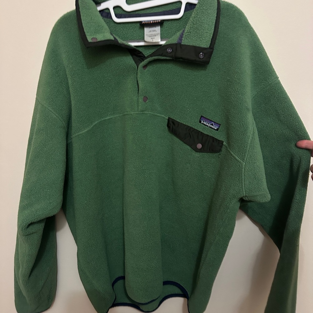 Patagonia Pine Green Snap-T Fleece Vintage L